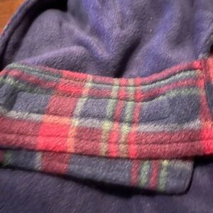 Plaid Wool Long Coat with Blue and Red